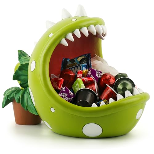 Piranha Plant Large Candy Bowl For Candy Dish Key Bowl Decorative Bowl Home Decorations Indoor Big Mouth Plant (Green, Extra Large)