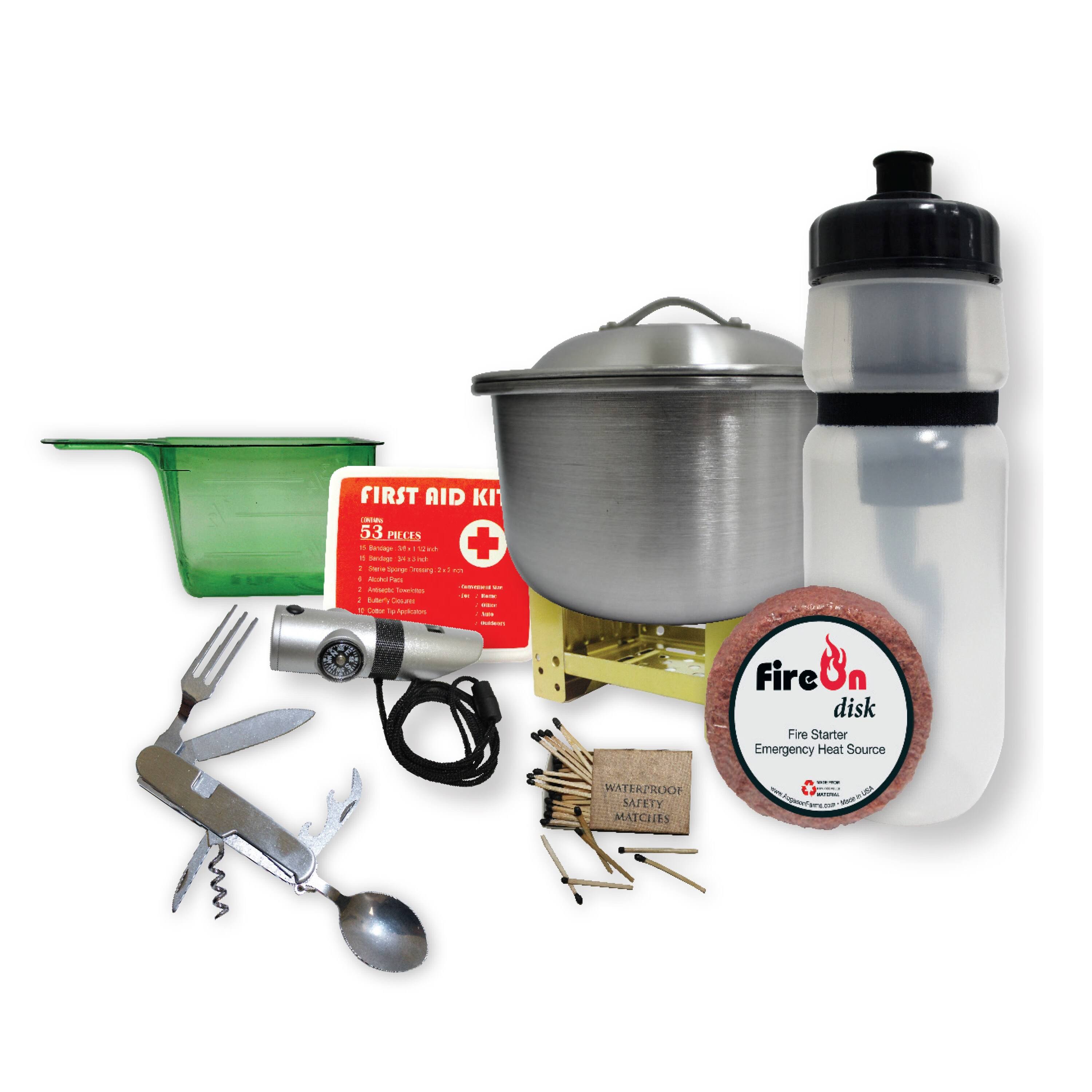 Augason Farms Deluxe Food Variety 4-Pail Kit with Survival Gear