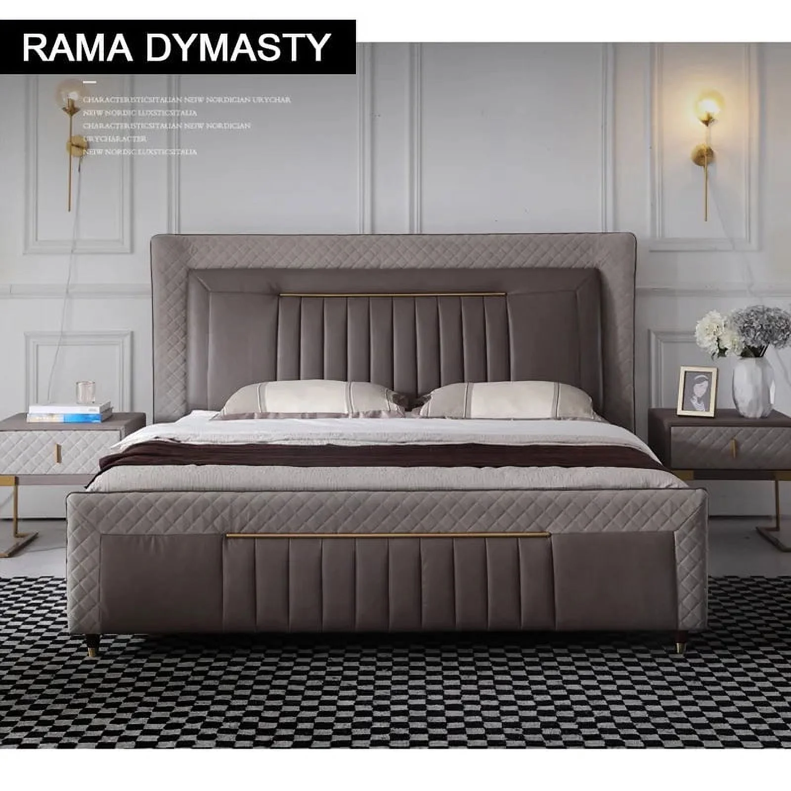 RAMA DYMASTY genuine leather soft bed modern design bed bett, cama fashion king/queen size bedroom furniture
