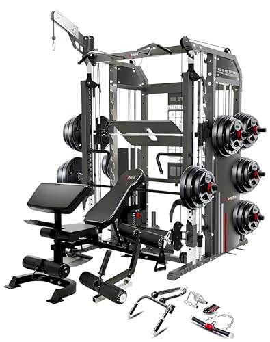 MiM USA Hercules EX Commercial All in One Gym Machine w/400 lb Weight Stack Jammer Arms Adj Bench Leg Press Leg Extension Arm Curl LAT Seat Complete Attachment
