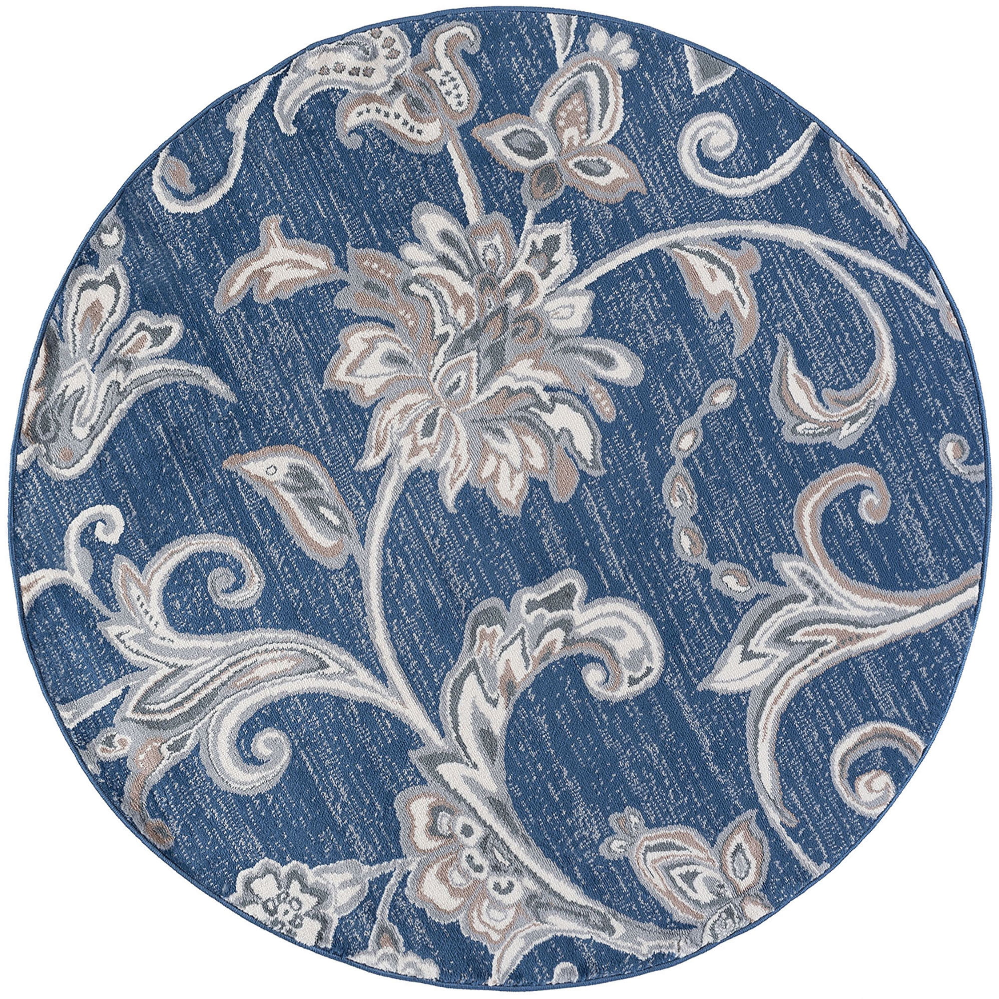 6ft Round Transitional Navy Round Area Rugs for Living Room | Bedroom Rug | Dining Room Rug | Indoor Entry or Entryway Rug | Kitchen Rug | Alfombras para Salas 5'3'' Round