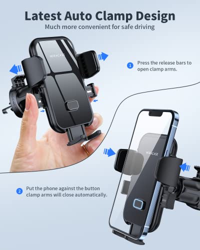 Miracase Phone Mount for Car Vent, Universal Car Phone Holder Mount [Upgraded Vent Clip Never Fall Off] Hands Free Air Vent Cell Phone Holder for Car Cradle Compatible with All Phones