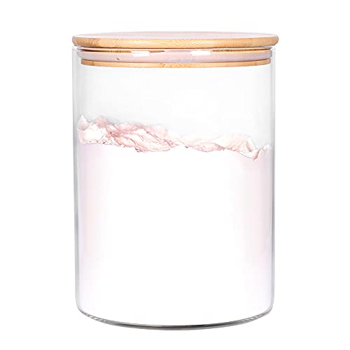 Glass Flour Container with Airtight Bamboo Lid, Large Glass Food Jar with Wooden Lid for Storage Flour, Sugar, Cookies, Rice, Coffee Beans and etc (3L)