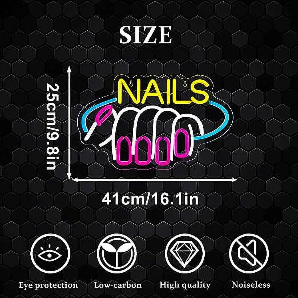 WX&YH Nails LED Neon Light Signs USB Power for Beauty Salon Art Makeup Nail Studio Decoration