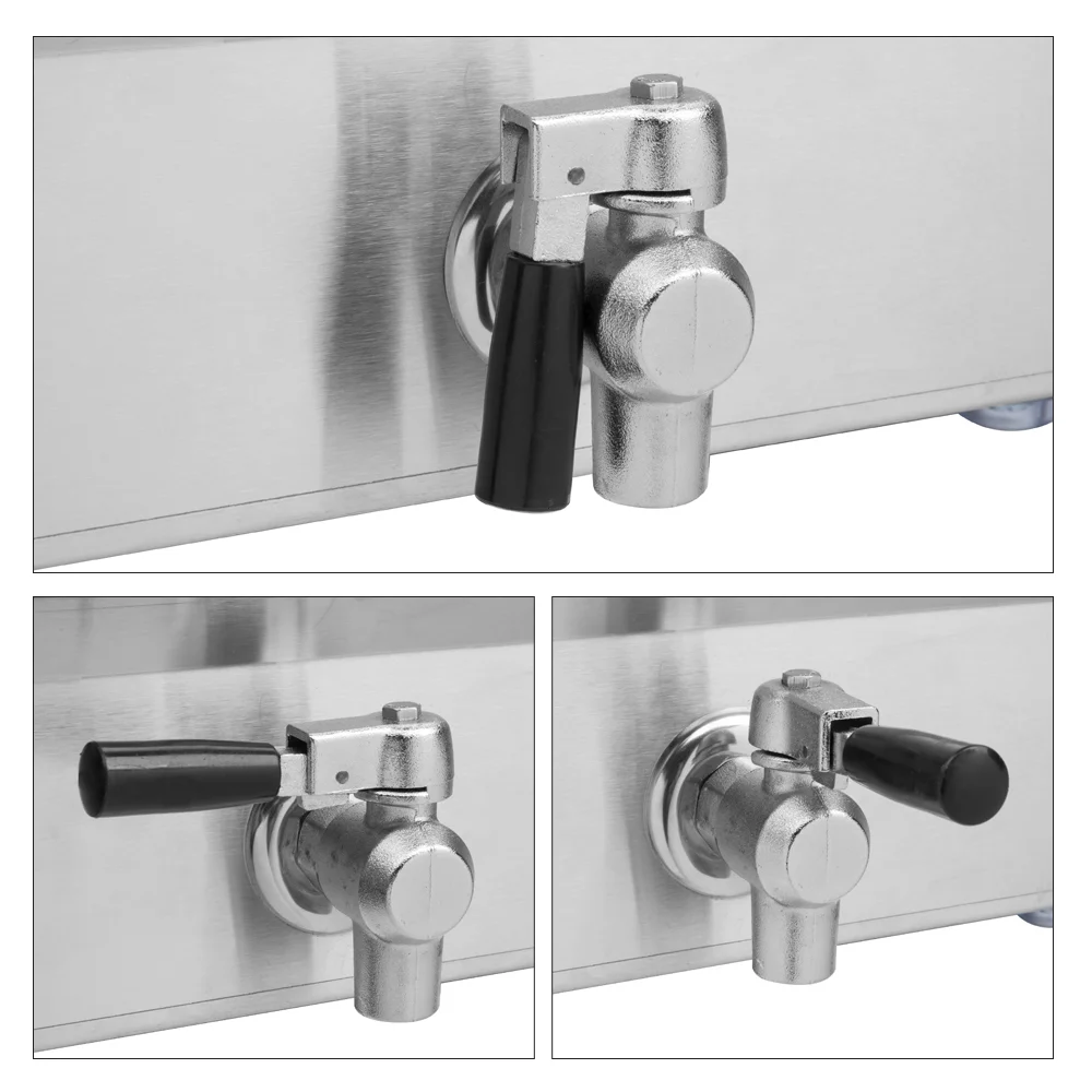 EH102V 16.9QT / 16L Total Capacity 24.9QT/23.6L Stainless Steel Faucet Double Tank Deep Fryer 3400W MAX