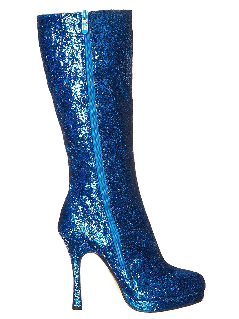 Ellie Shoes E-421-Zara 4 Knee-High Boot with Glitter Blue / 9
