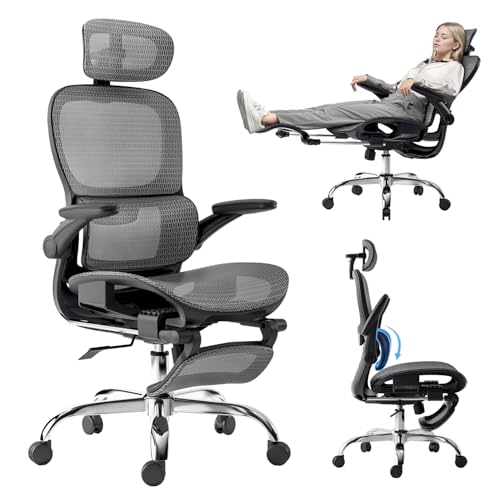 Ergonomic Office Chair, Adjustable Lumbar Support, 400LBS Capacity, Retractable Footrest, Breathable Mesh Back Gaming, Adjustable Headrest