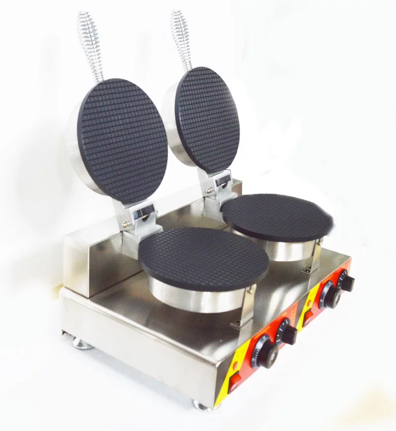 EQCOTWEA Ice Cream Cone Machine Egg Roll Toast Sandwich Maker Double Head 8.23in