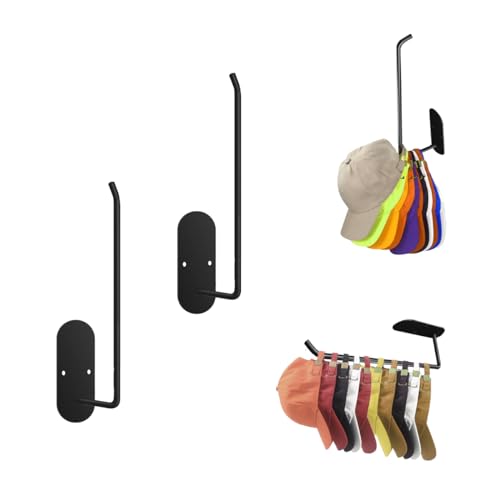 2 Pack 10'' Hat organizer for Baseball Caps - Stainless Steel baseball hat storage organizer. Space -Saving Hat Holder Storage Organizer for Closet, Bedroom, Entryway (black)