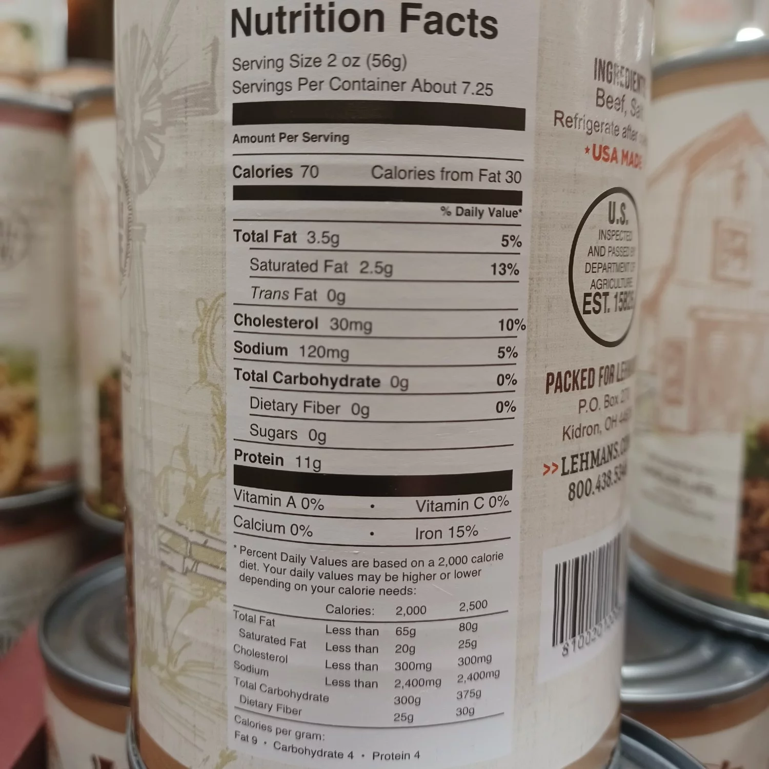 Lehman's All Natural USA Made Ready to Eat Canned Beef Meat, 14.5 oz each, Pack of 3