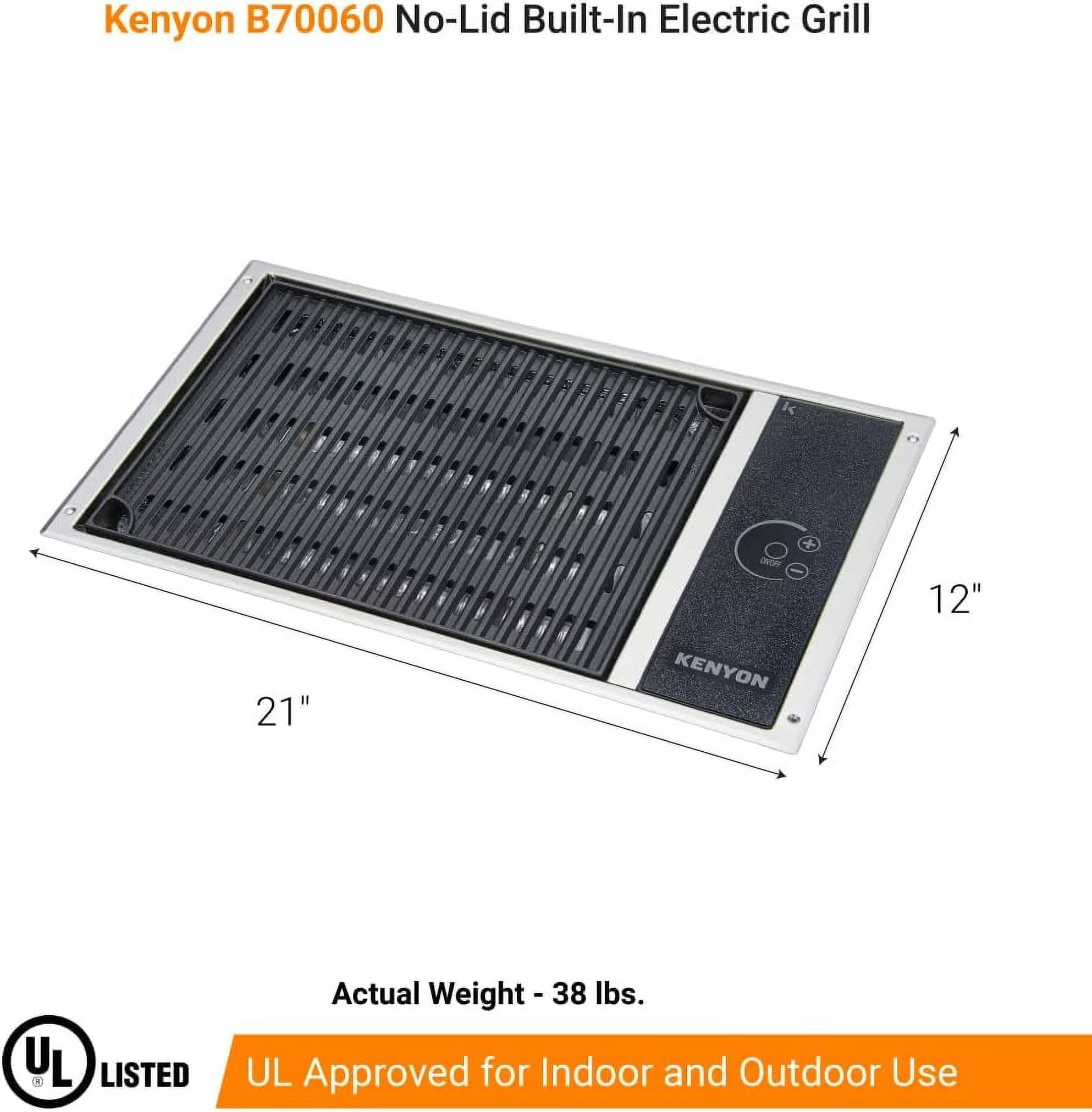 Kenyon B70060 120V No Lid Configuration Electric Grill, Stainless Steel