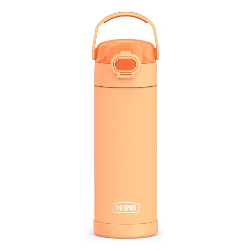 THERMOS FUNTAINER 16 Ounce Stainless Steel Vacuum Insulated Bottle with Wide Spout Lid, Apricot