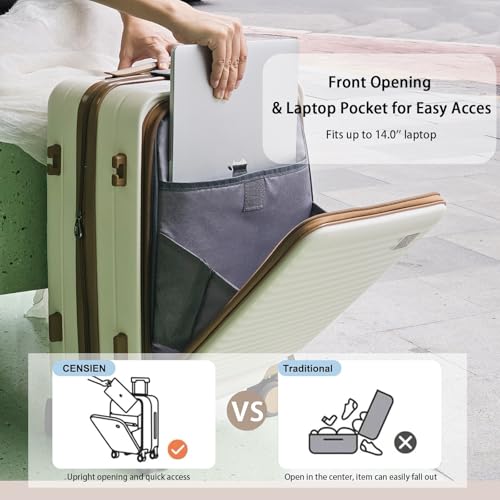 Expandable Carry On Luggage Durable Hardside Lightweight Rolling Suitcases with Spinner Wheels TSA Lock, (Black, 20-Inch)