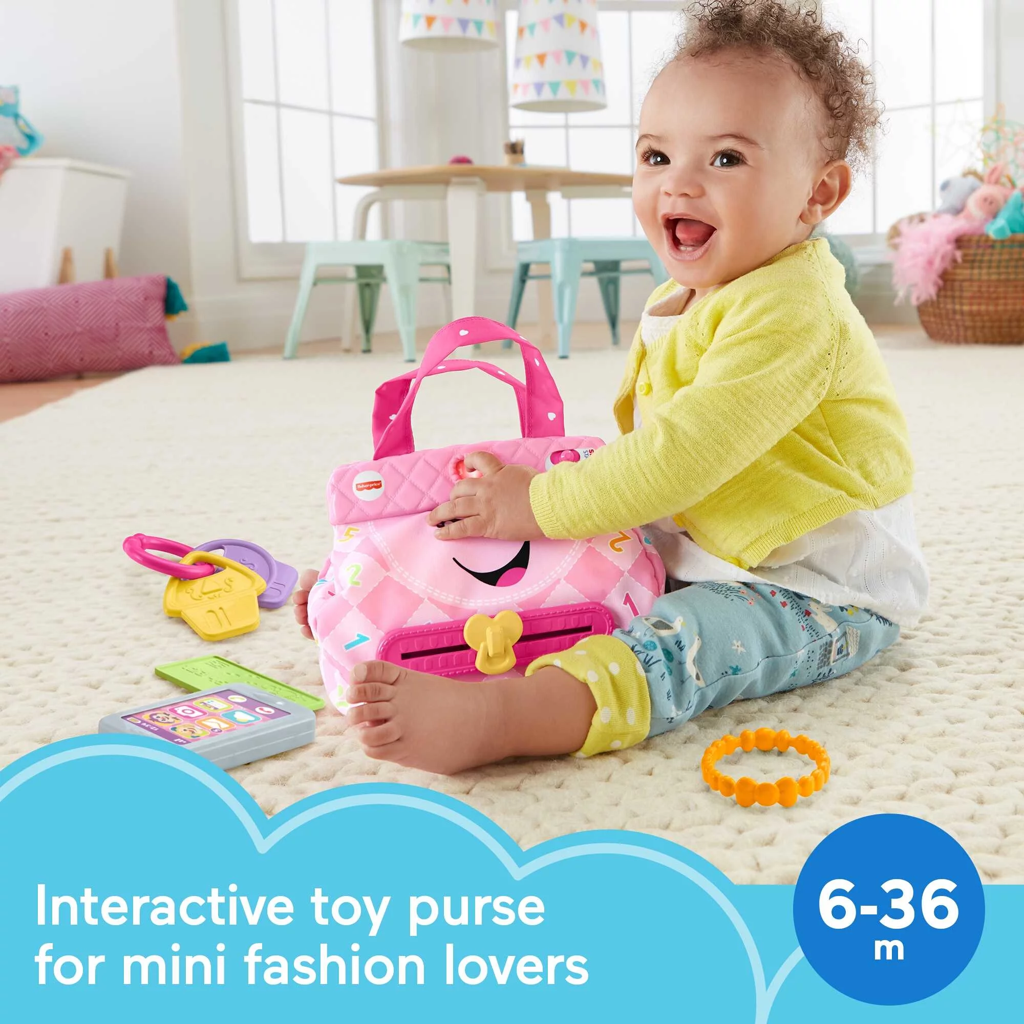 Fisher-Price Laugh & Learn My Smart Purse Infant & Toddler Learning Toy with 5 Accessories