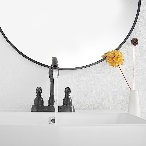 GGStudy 360° Swivel Antique Brass Bathroom Vessel Sink Faucet Single Handle One Hole Matching with Pop Up Drain