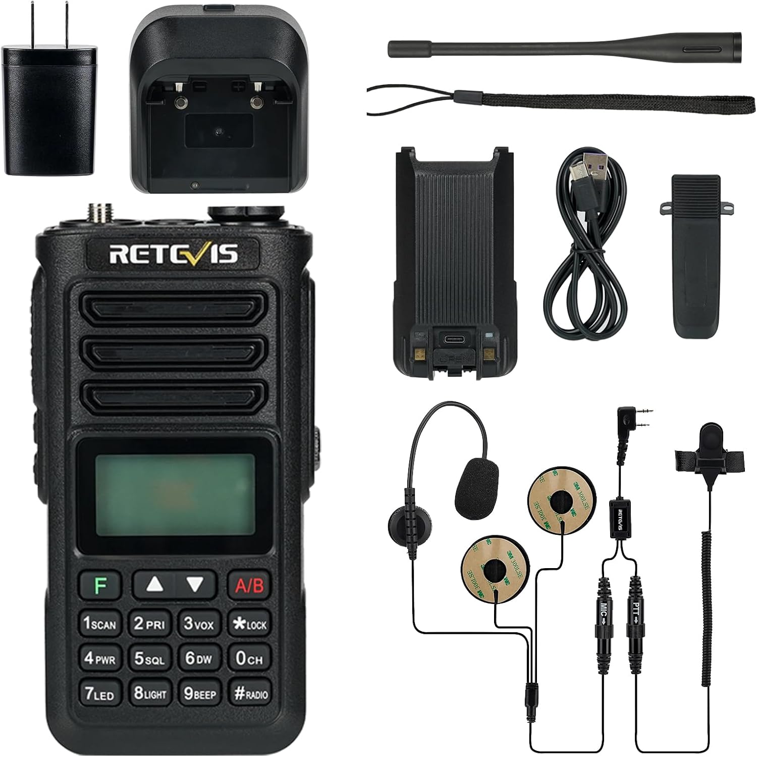Retevis RA89 Ham Radio, Long Range Dual Band Radio, Handheld Ham Radio Bundle with Retevis Open Full Face Motorcycle Helmet Two Way Radio Headset