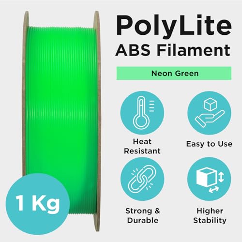 Polymaker ABS Filament 1.75mm Black, ABS 3D Printer Filament 1.75mm Heat Resistant 1kg - PolyLite ABS 3D Printing Filament 1.75mm, Strong & Durable, Dimensional Accuracy +/- 0.03mm