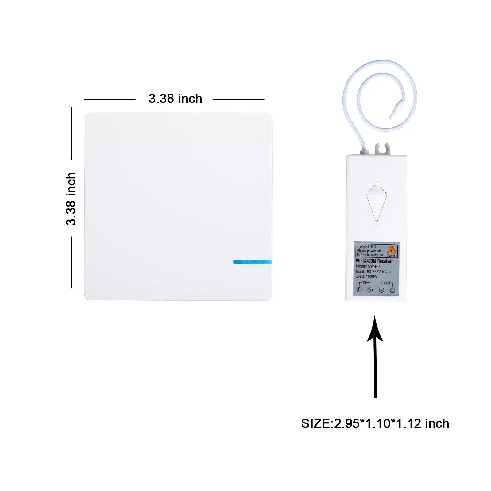 GREENCYCLE Smart Light Switch WiFi Wall Wireless 2x 1-gang Switch + WIFI Receiver Compatible with Amazon Alexa and Google Home Remote Control Lights and Appliances Timing Function