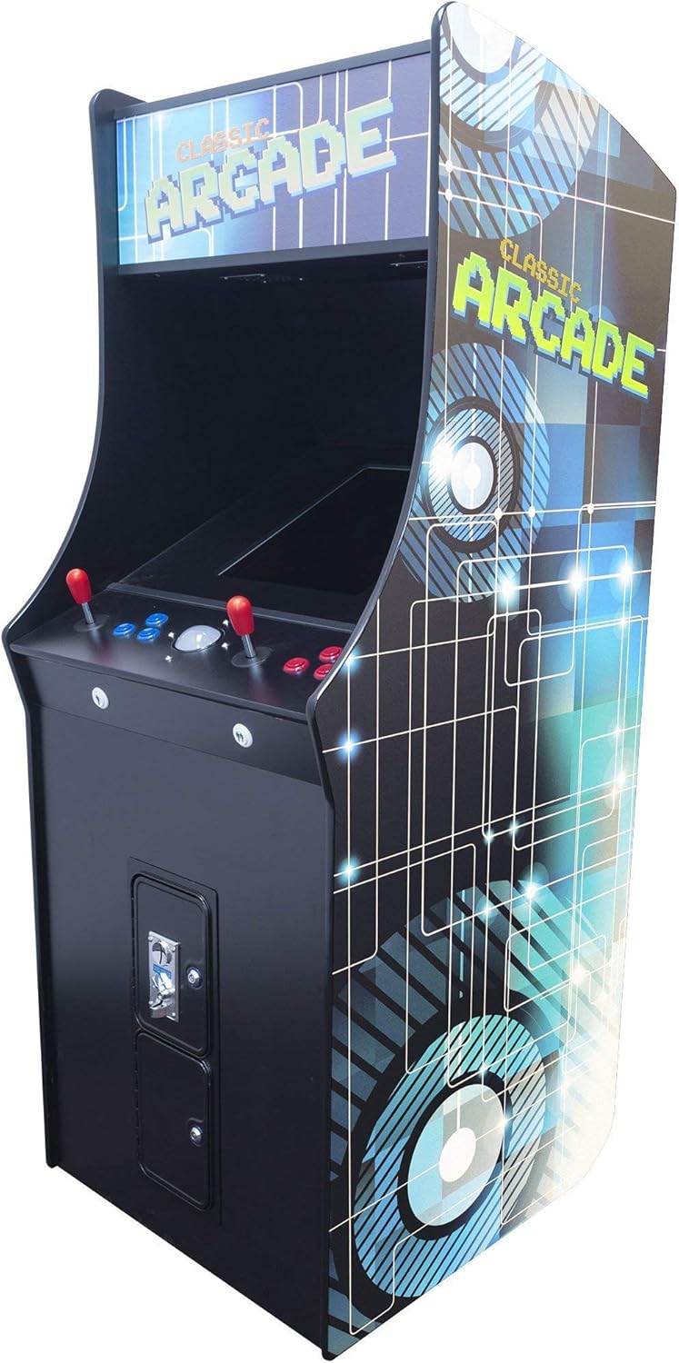 Creative Arcades Full Size Stand-Up Commercial Grade Arcade Machine | 2 Player | 60 Games | 22 LCD Screen | 2 Sanwa Joysticks | Trackball | 2 Stools Included | 3 Year Warranty