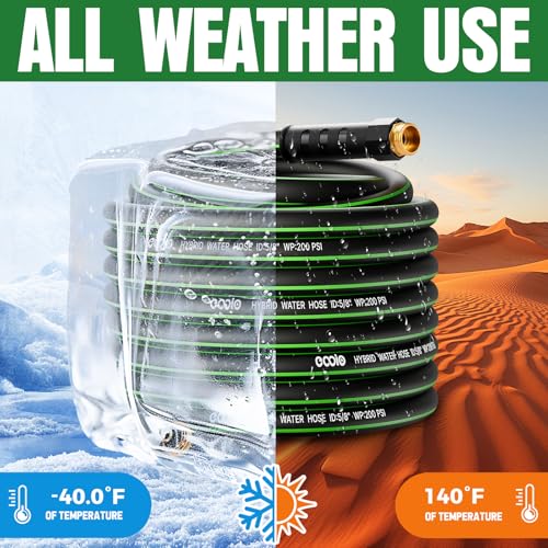 Heavy Duty Garden Hose 25ft, NON-EXPANDABLE Flexible Water Hose, Kink Resistant Lightweight Hybrid Hose, Leakproof Hose Male to Female Fittings
