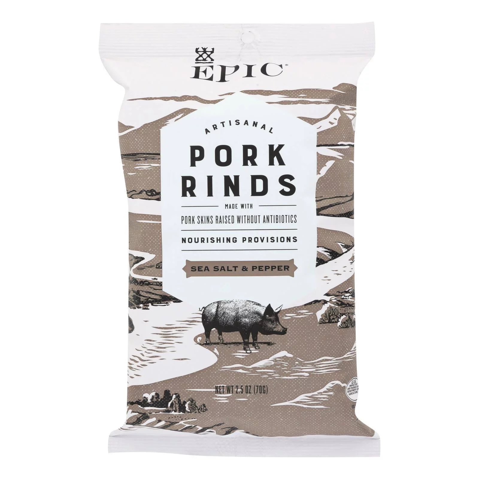 - Pork Rinds - Sea Salt and Pepper - Case of 12 - 2.5 oz.
