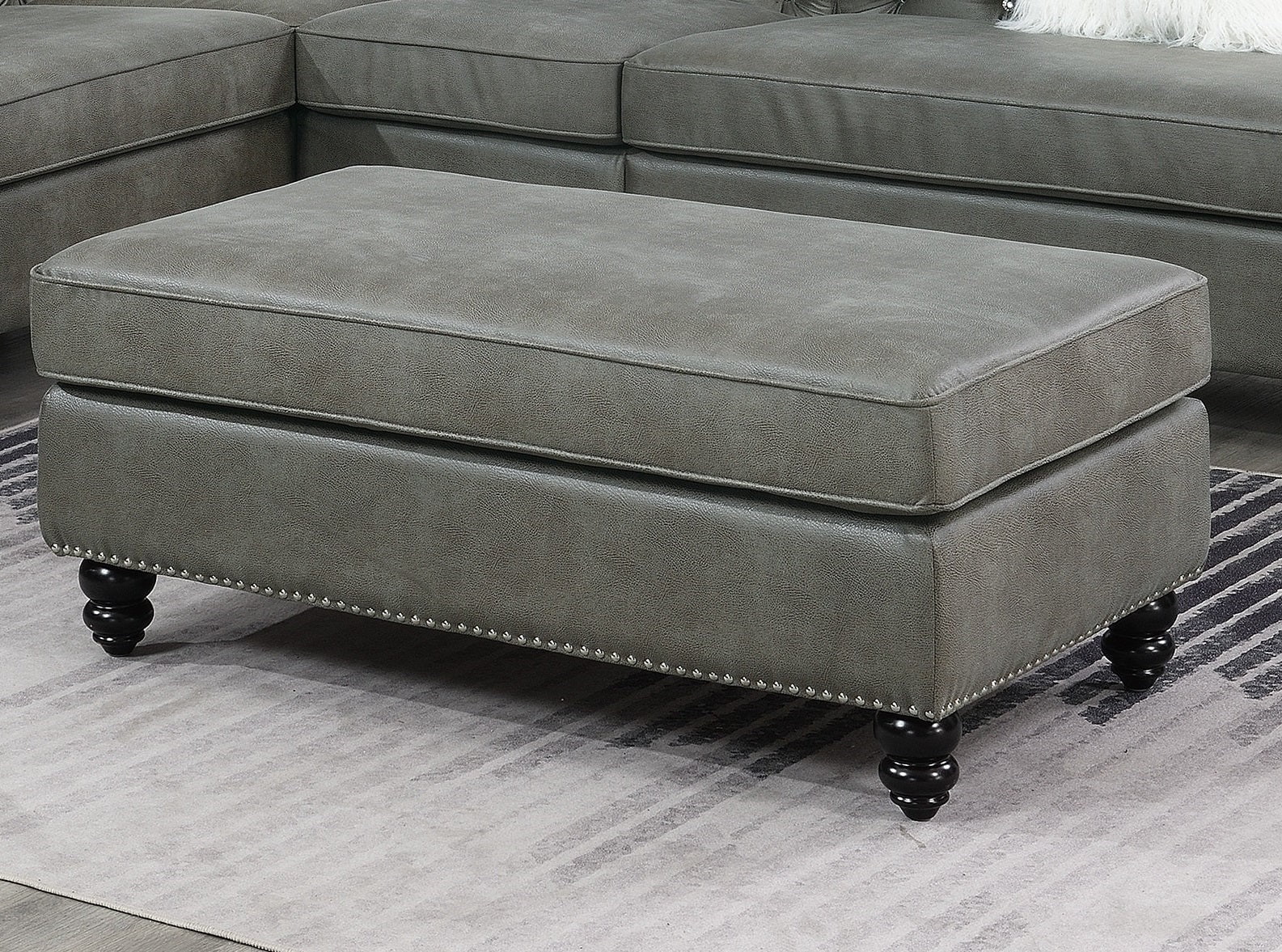 Cocktail Ottoman Wooden Legs - Grey