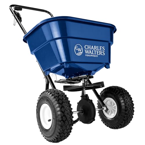 Charles Walters Equipment CW1500 Estate Style Broadcast Spreader for Spreading Fertilizer and Ice Melt on Lawns, Sidewalks, and Driveways, 65lb Capacity, 31