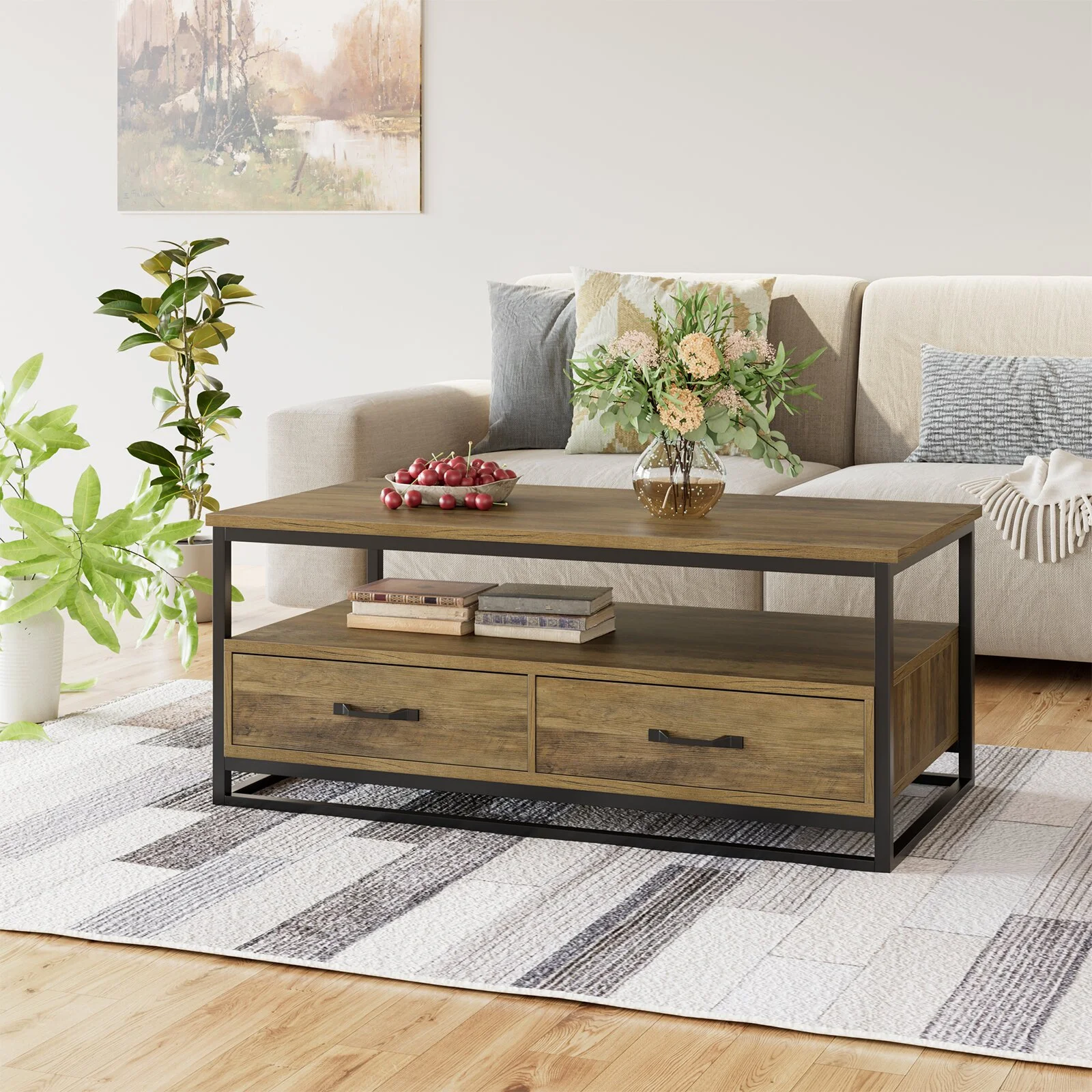 Homfa Coffee Table with Storage for Living Room, 43