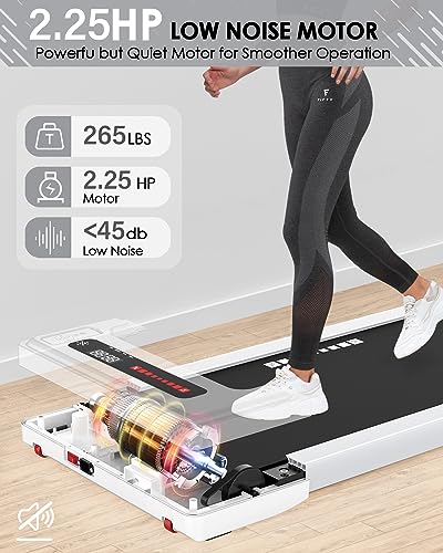 Walking Pad-Under Desk Treadmill-2 in 1 Treadmills for Home-Walking Treadmill with Remote Control, Portable Mini Treadmill 265 lbs Capacity, Bluetooth and LED Display