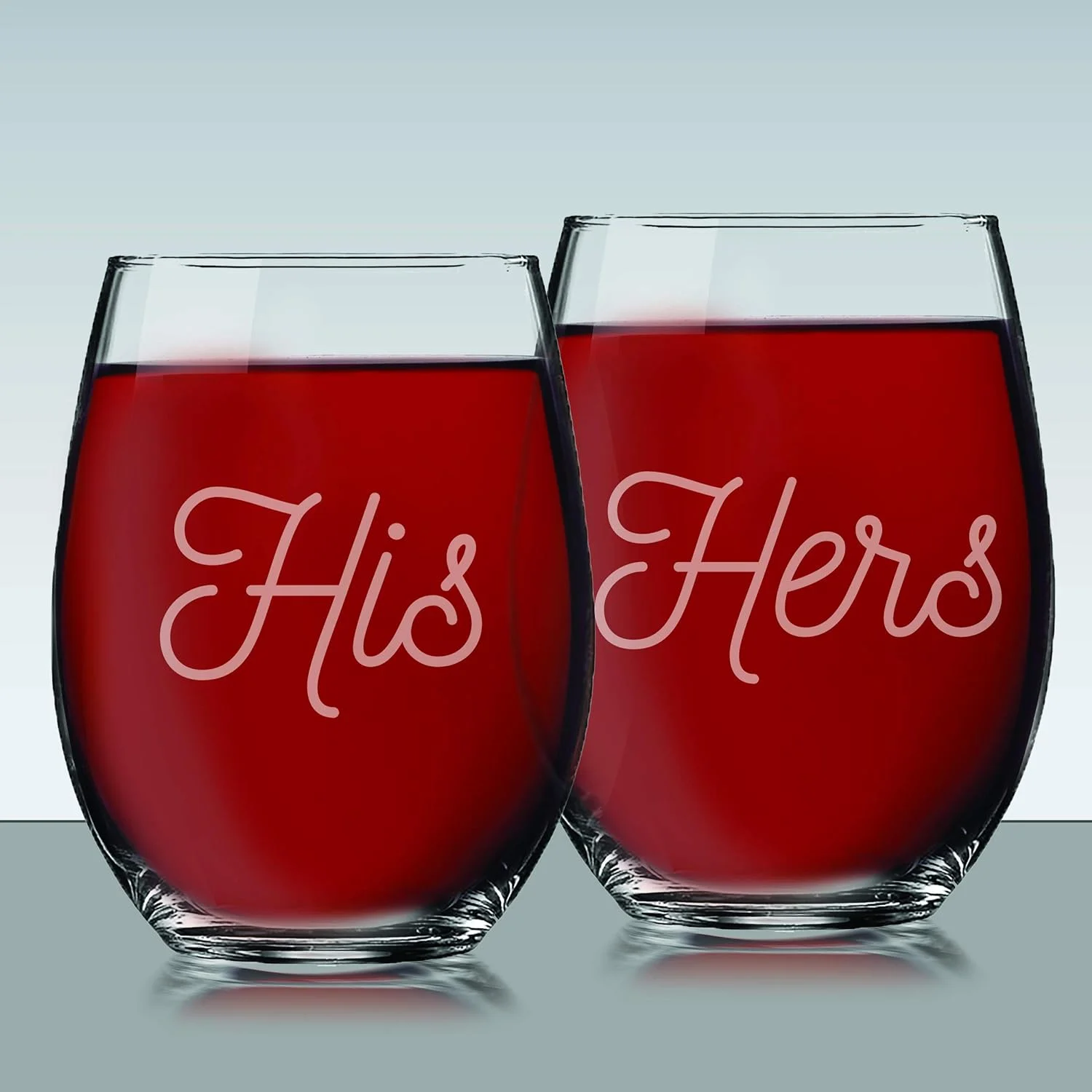 His And Hers Stemless Wine Glasses Gift Set Of 2