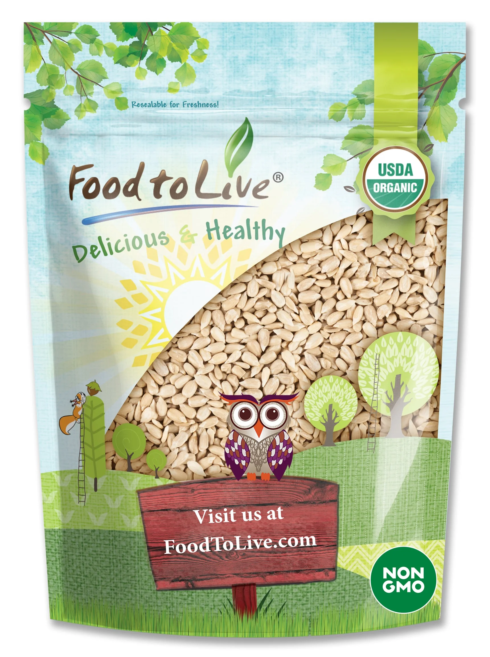 Food to Live, Organic Raw Sunflower Seeds, 4 Pounds, Non-GMO, Raw, Kosher