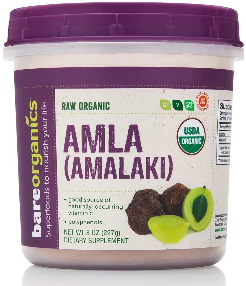 BareOrganics Amla Powder Raw 8 oz Pack of 4
