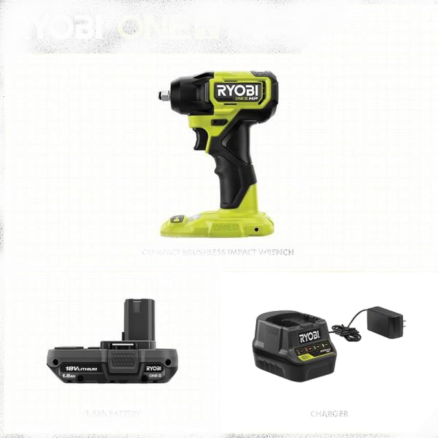 RYOBI ONE+ HP 18V Brushless Cordless Compact 3/8 in. Impact Wrench Kit with 1.5 Ah Battery and 18V Charger