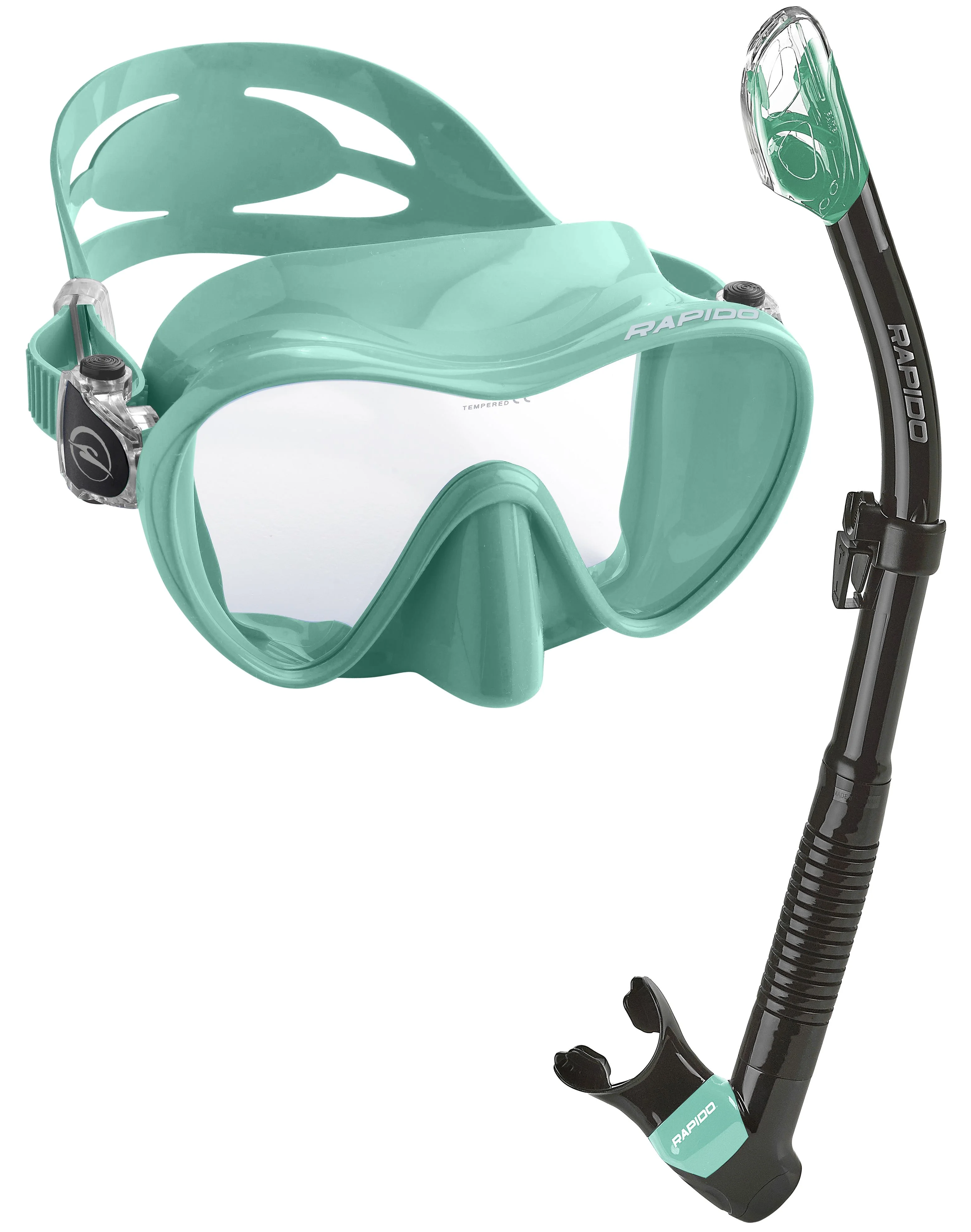 Rapido Boutique Collection Active Frameless Snorkel Mask Dry Snorkel Set, Scuba Snorkeling Dive Mask Snorkel Combo Kit