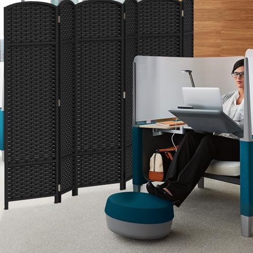 Room Divider 4 Panel Screen 5.6 Ft Tall Partition Room Dividers Brown Privacy Screens Folding Room Separation Free Standing Waterproof Wood Frame Wall Divider