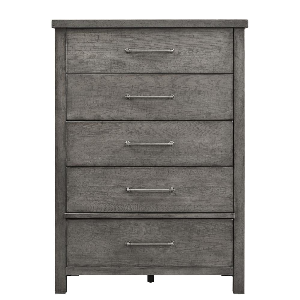 Modern Farmhouse Dark Gray 5 Drawer Chest