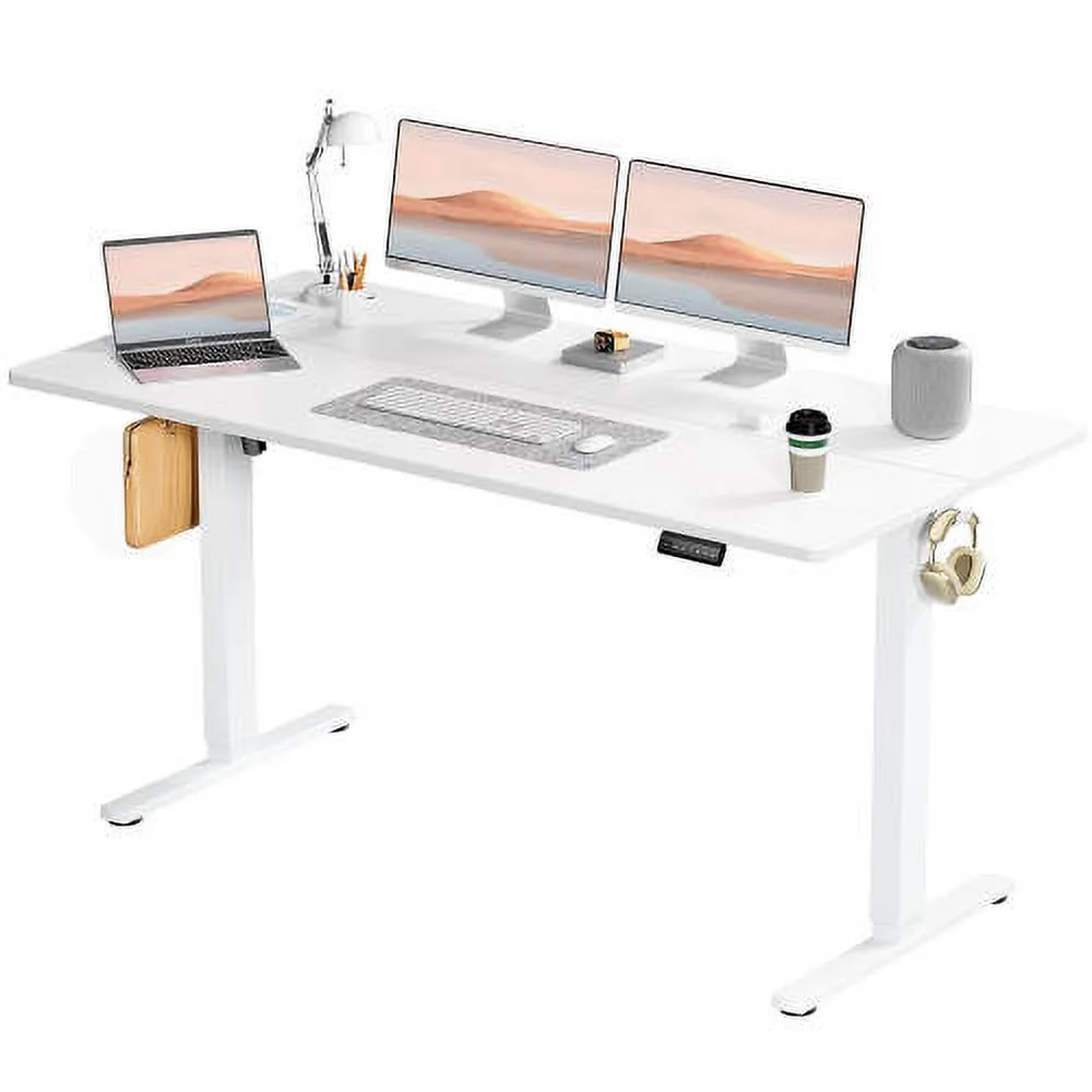 Electric Height Adjustable Standing Desk,Sit to Stand Ergonomic Computer Desk,White,63'' x 24