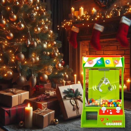 POCO DIVO Claw Machine Arcade Grabber, Plushies Gift Candy Prize Figures Capsules Dispenser, Flashing Lights Adjustable Game Music, Battery USB Power Crane, Kids Boys Girls Classic Treats Vending Toy