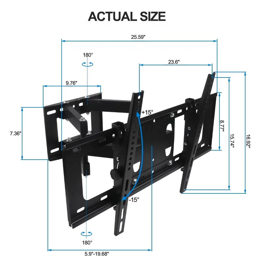 Full Motion TV Wall Mount Bracket 32 to 65 70 inch TV Stand with Articulating Swivel Tilt Extension