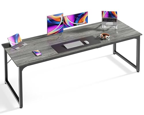 Huuger Modern Simple Office Desk, 63 Inch, Gaming & Writing Desk with Storage, Large Legroom, Metal Frame, Black