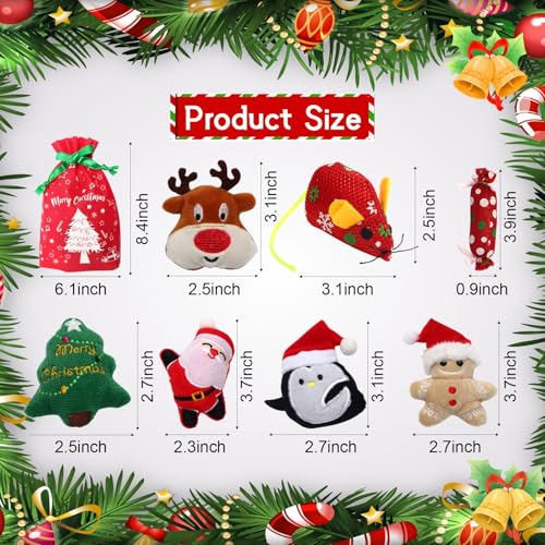 8 Pieces Christmas Cat Toys Catnip Toys Cat Chew Bite Resistant Toys Cat Plush Santa Claus Snowman Tree Toys for Christmas Holiday Cat Lover Gift