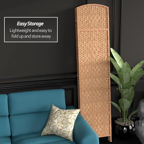 Red Lantern 7 ft. Tall Diamond Weave Dark Beige-6 Panels Room Divider