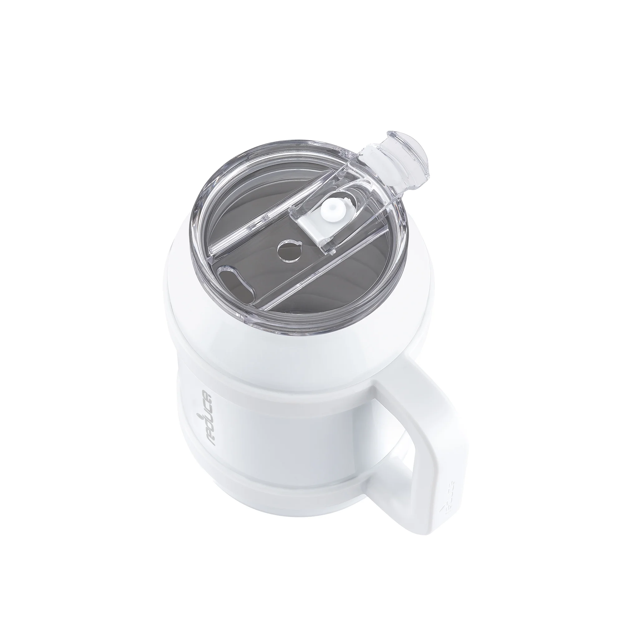 Reduce Vacuum Insulated Stainless Steel Cold1 Mug with Lid and Straw, White, 50 fl oz