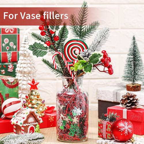 2lb Christmas Basket Stuffers Metallic Red Green Crinkle Cut Paper Shred Filler Merry Christmas Tree Snowflake Elk Confetti Packaging Raffia Stuffers