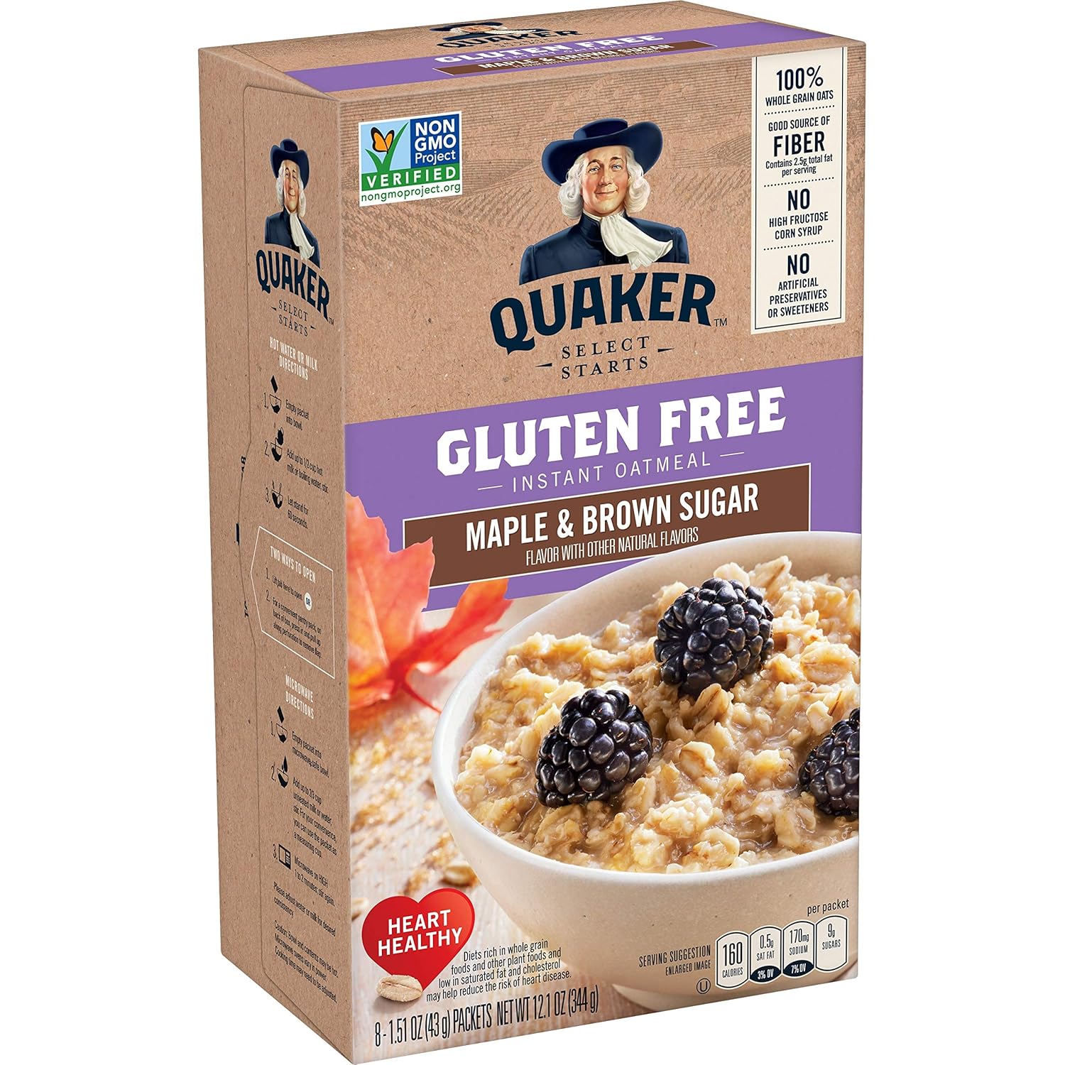 Quaker Instant Oatmeal, Gluten Free, Maple & Brown Sugar, Breakfast Cereal, 12.1 Oz