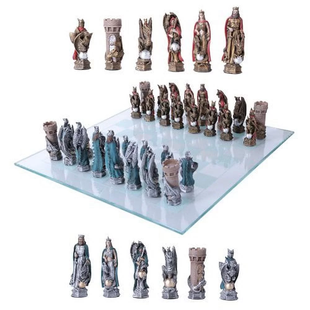King Arthur Legend Chess Set With Glass Board