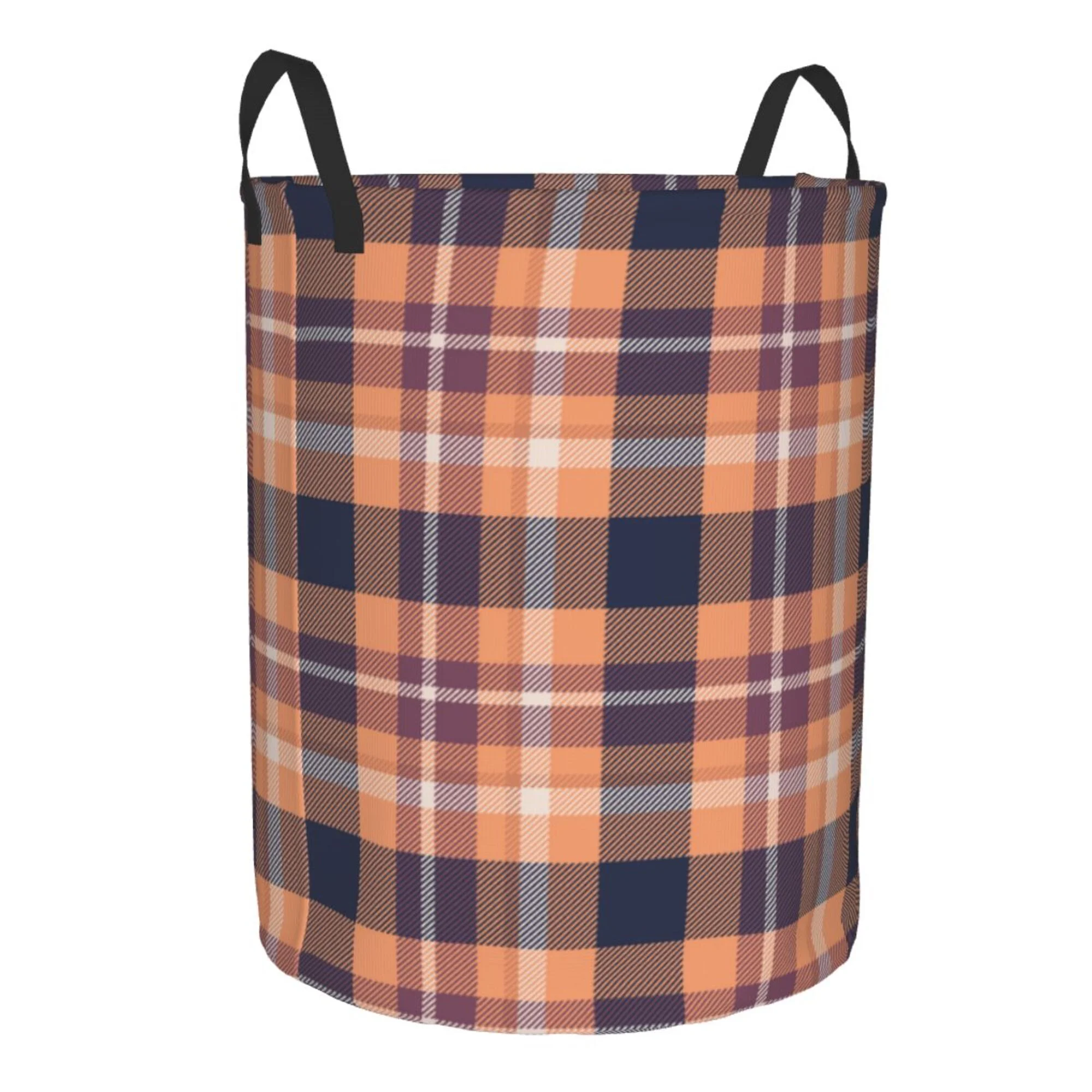 TEQUAN Waterproof Laundry Hampers, Retro African Style Plaid Pattern Clothes Storage Basket with Handle (S)