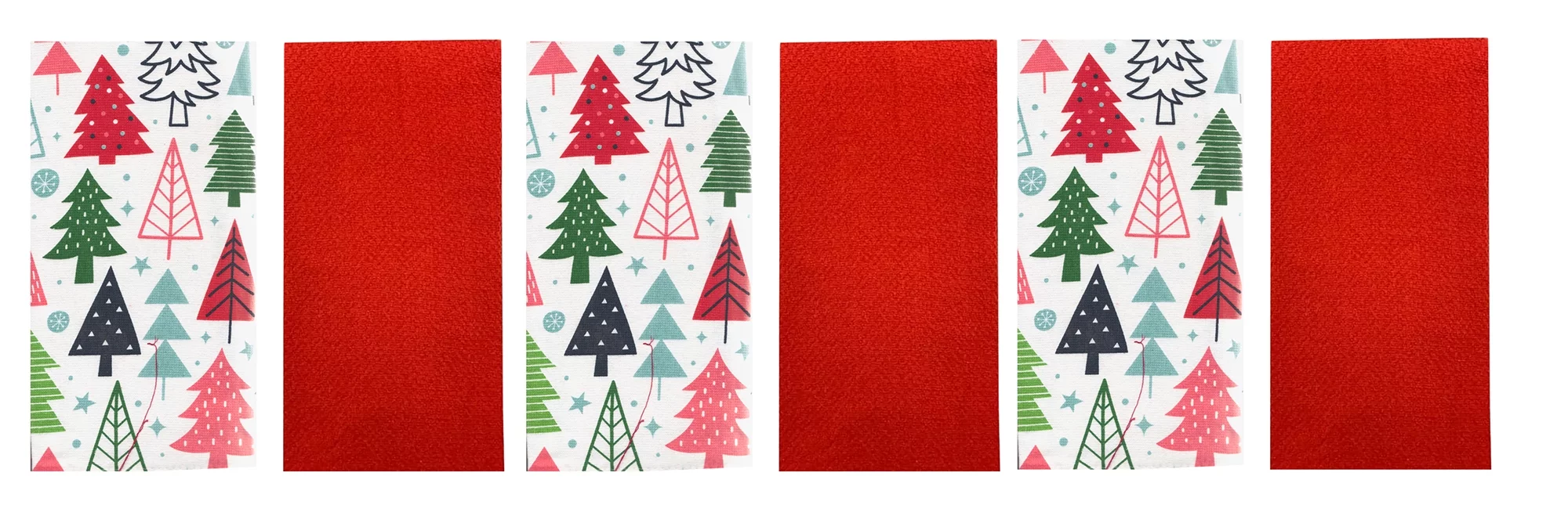 Christmas Kitchen Dish Towels 6 Pack Set, Cotton, Holiday Trees, Bee & Willow