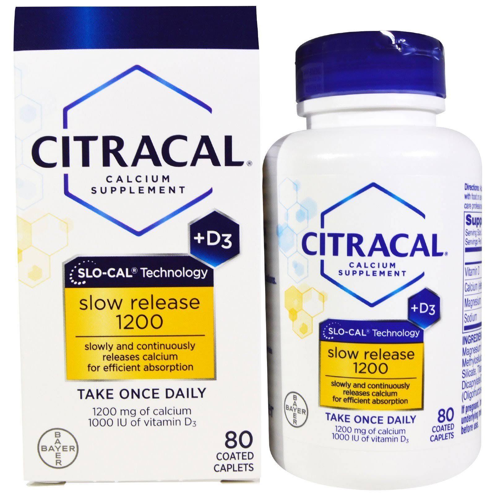 Citracal Calcium Plus D Slow Release 1200 80 Count (Pack of 3)