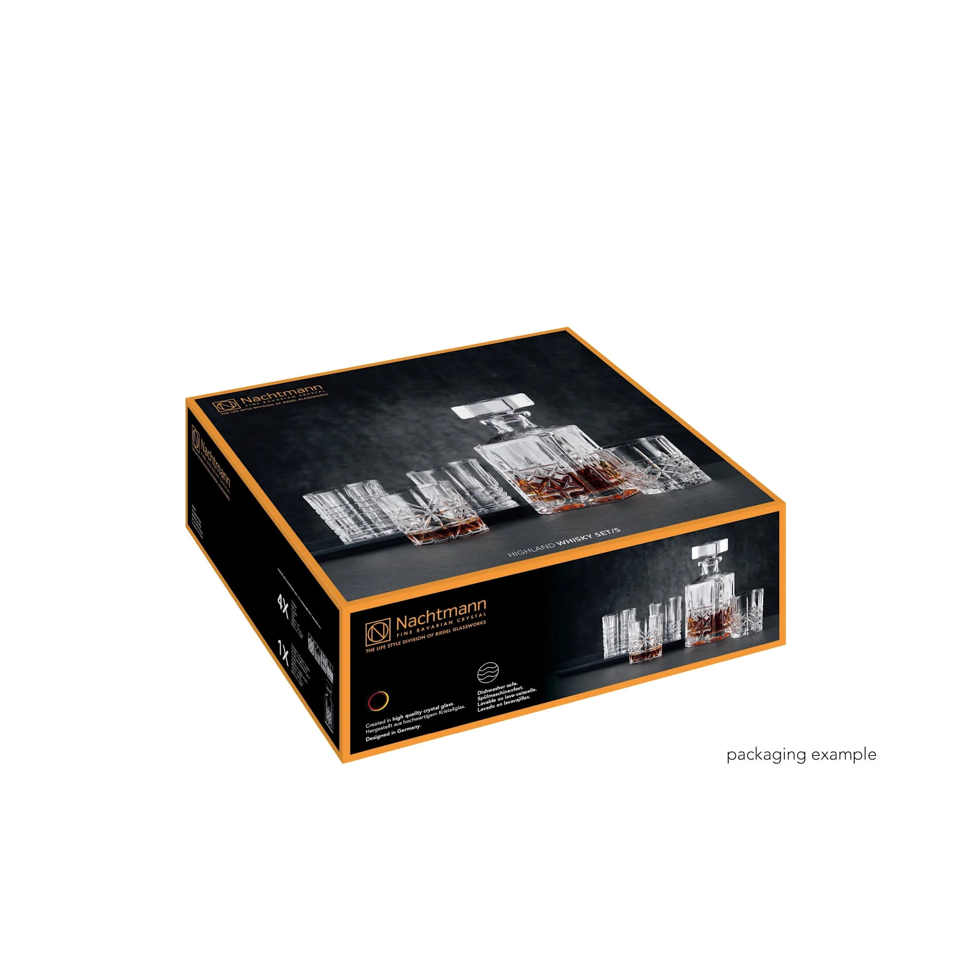 Nachtmann Highland 5-Piece Decanter and Whiskey Glass Set, Clear